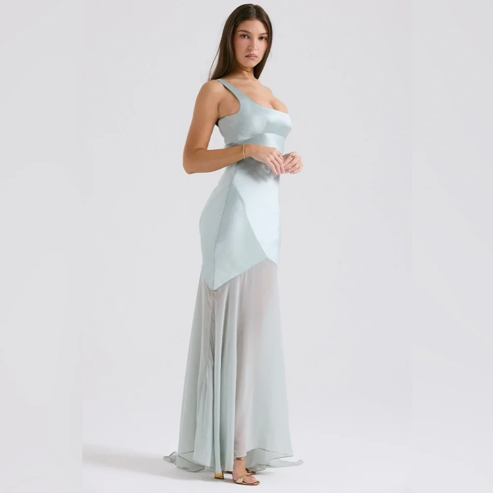 House of CB Vittoria Pistachio Chiffon Floor Length Gown - Picture 5 of 11